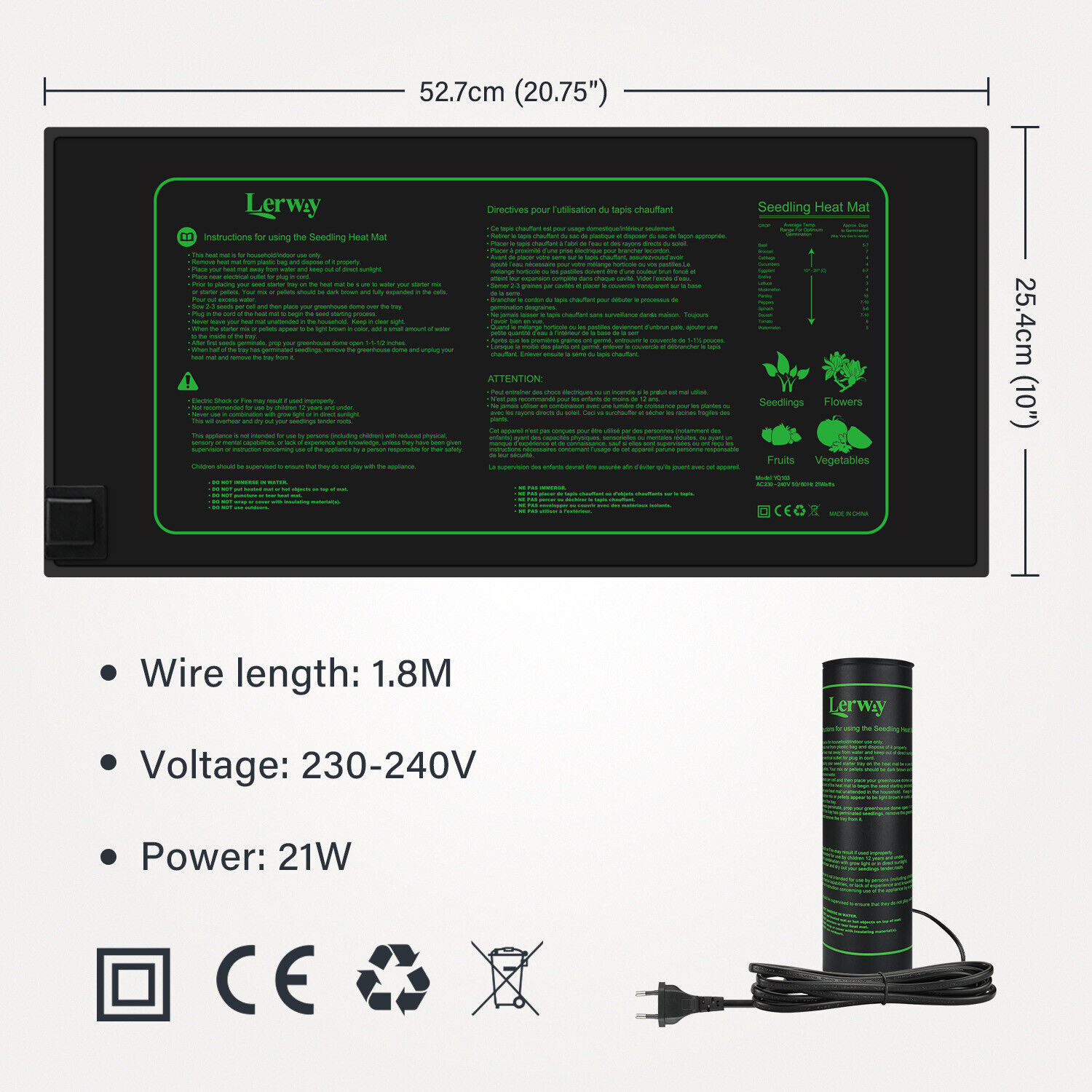 LERWAY 21 Вт нагревательный ко – обзор и цена Heat Mat Seedling